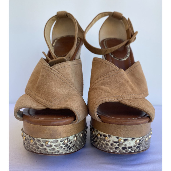 Alexandre Birman Suede & Snake Platform Sandals sz 36.5, US 6.5 - Picture 5 of 14